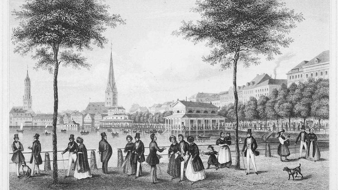Der alte und neue Jungfernstieg in Hamburg, 1844